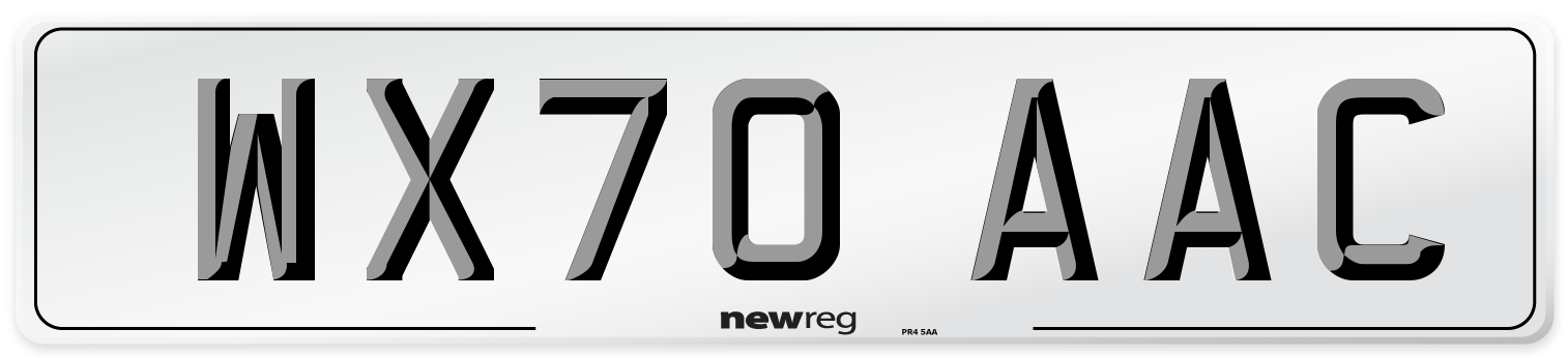 WX70 AAC Number Plate from New Reg